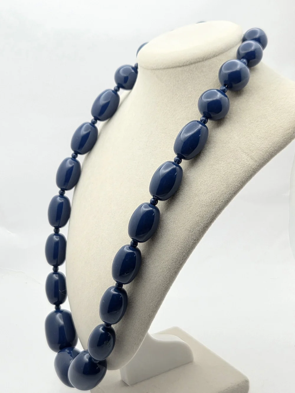 Navy Blue Chunky Resin Bead Necklace 24.5